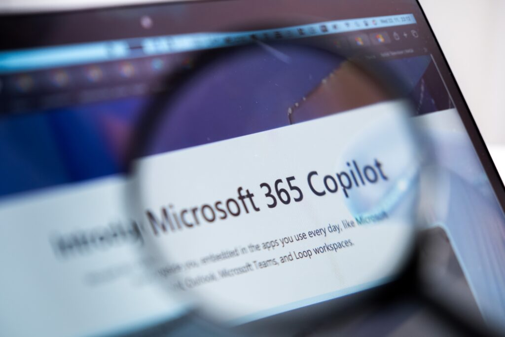 Laptop screen with Microsoft 365 Copilot as headline